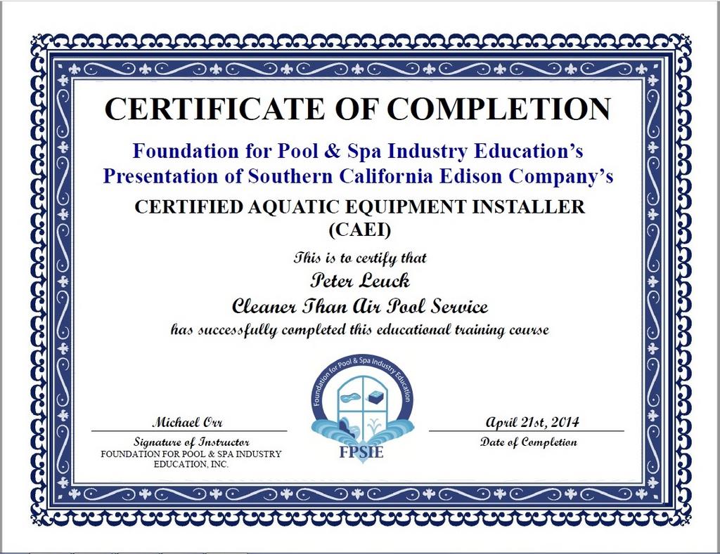 certificate of completion