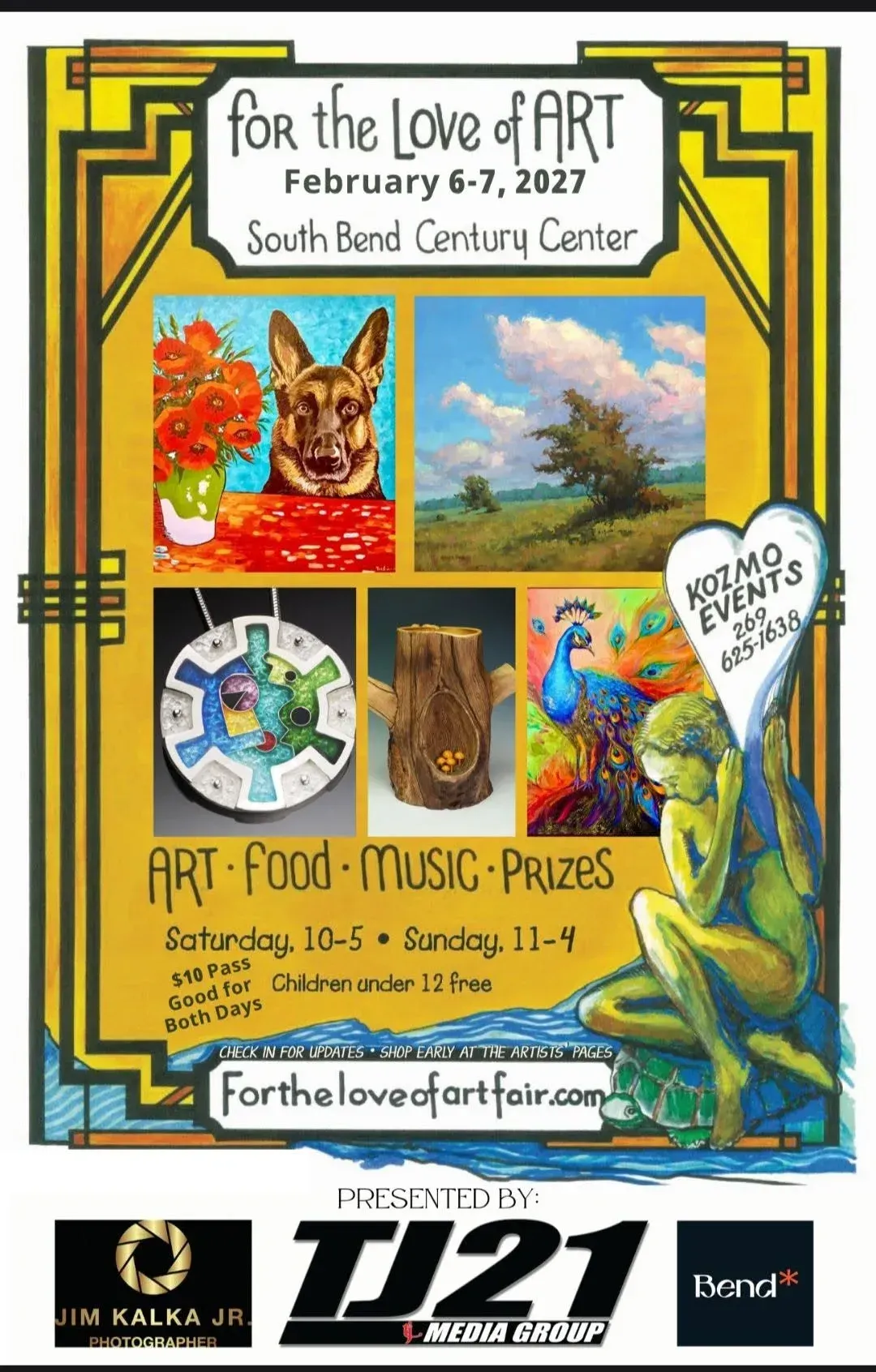 Poster for “For the Love of ART” at Sophia B. Clements Center, featuring colorful artwork and event details
