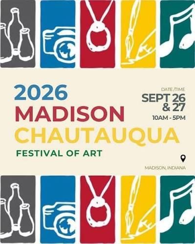 2026 Madison Chautauqua Festival of Art poster with colorful art icons and Sept. 26–27 dates