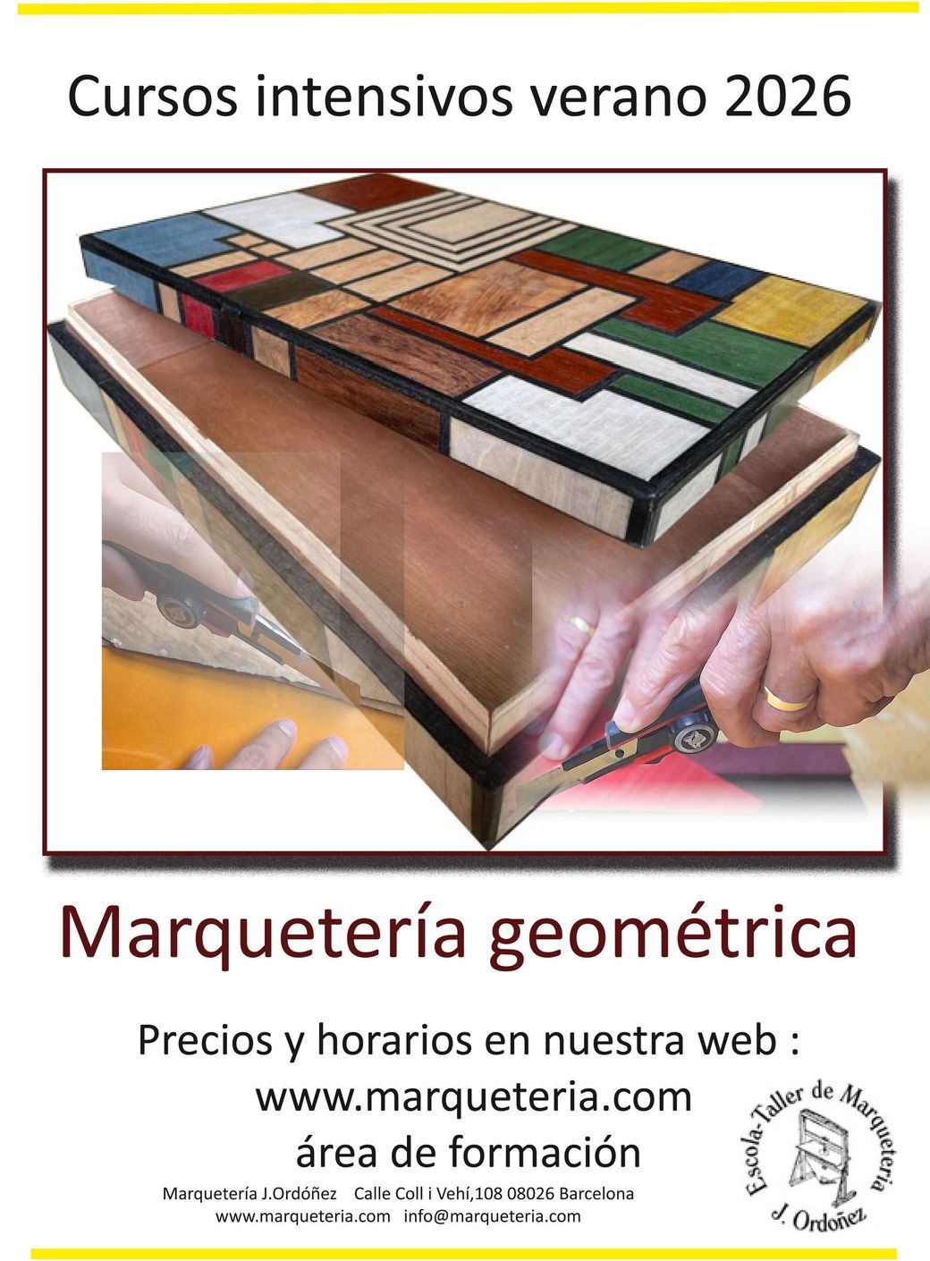 caja decorada con marquetería hecha en el curso intensivo