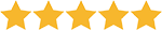 Five gold stars in a row, indicating a perfect rating.