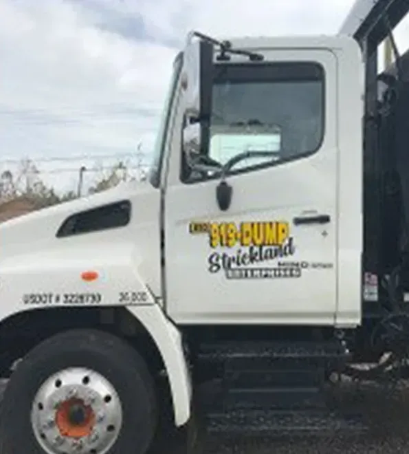 A white truck is parked on the side of the road.