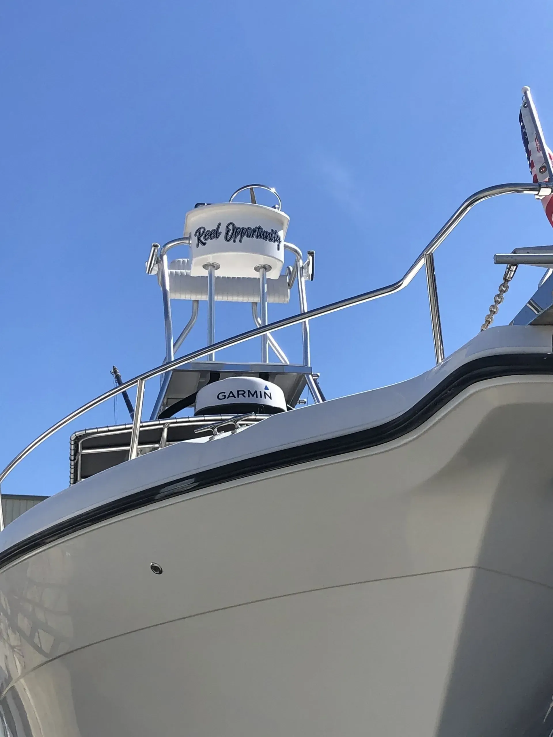 A boat with the name rod department on it