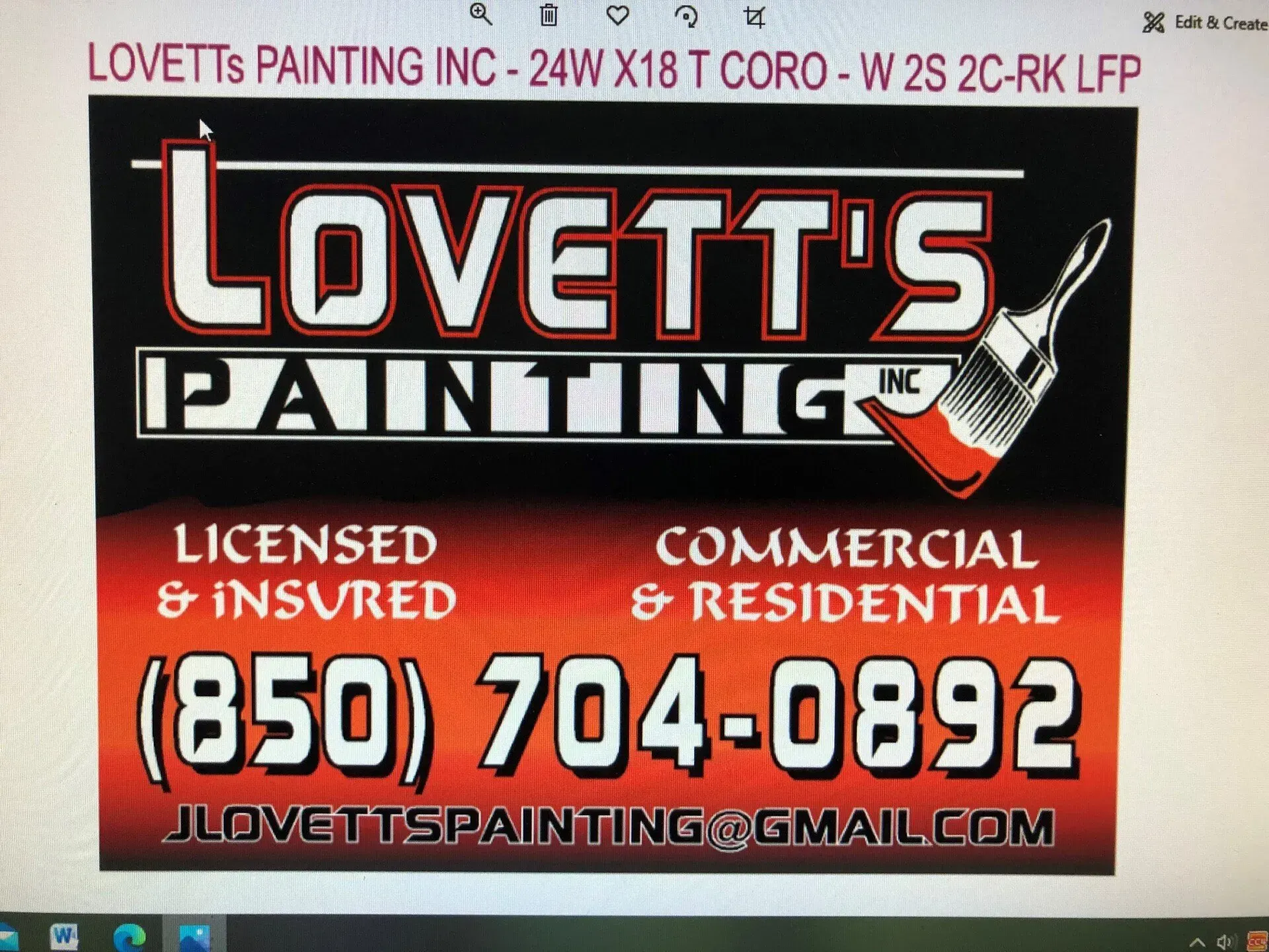 A sign that says lovett 's painting inc on it