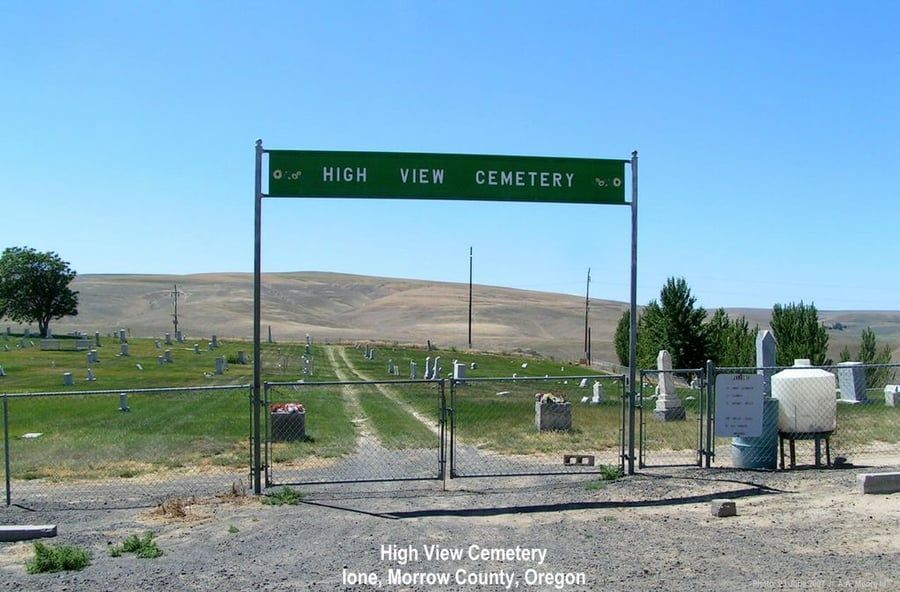 The high view cemetery is located in morrow county oregon