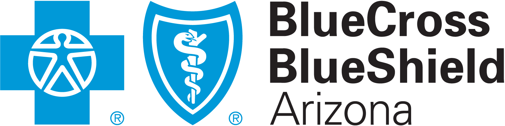 The logo for bluecross blueshield arizona has a cross and a shield with a caduceus on it.