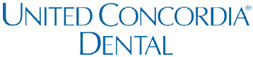 The logo for united concordia dental is blue on a white background.