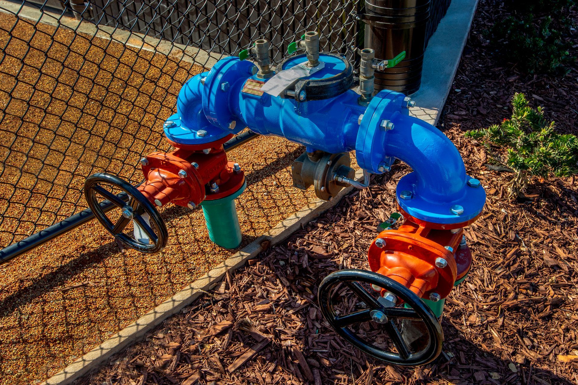 Water shutoff with backflow preventer.