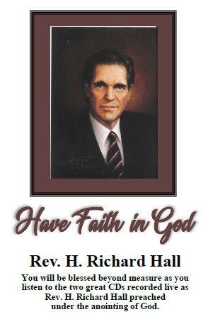 A picture of a man with the words have faith in god on it