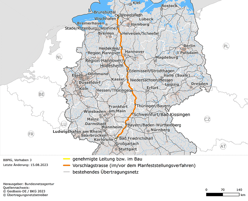 Südlink: Verlauf der Stromtrasse