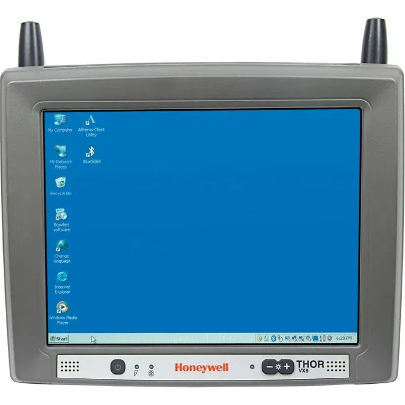 Honeywell THOR rugged tablet displaying a blue Windows desktop screen