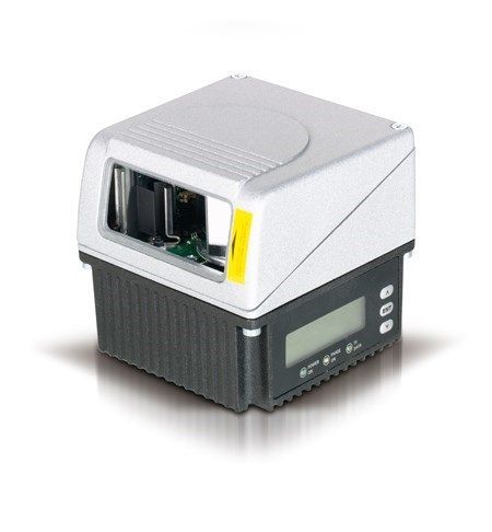 Desktop barcode label printer with gray and black casing on a white background