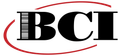 BCI logo in black with red swoosh underline and arc