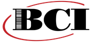 BCI logo in black with red swoosh underline and arc