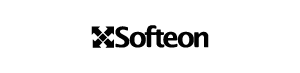 Softeon logo in black text with a geometric icon on a white background