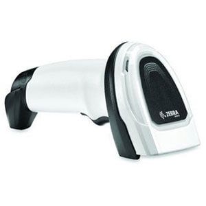 White and black handheld vacuum cleaner on a plain white background