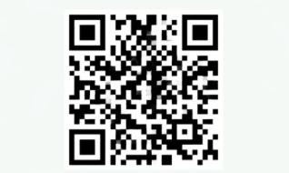 Black-and-white QR code centered on a white background