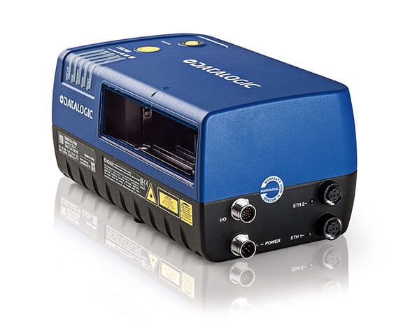 Blue-and-black benchtop electronic device with front display and knobs, shown on a white background