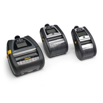 Three small black handheld devices with screens, arranged side by side on a white background