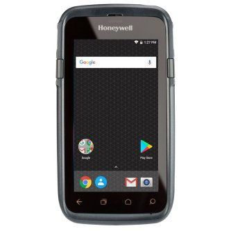 Honeywell handheld smartphone showing an Android home screen with app icons and Google search bar