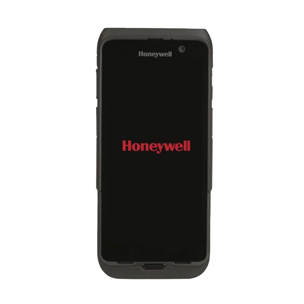 Black Honeywell handheld device with red logo on the front