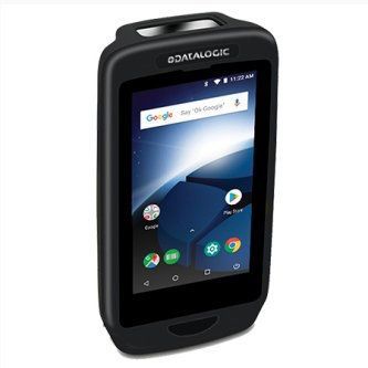 Black Datalogic handheld device with Android home screen displayed