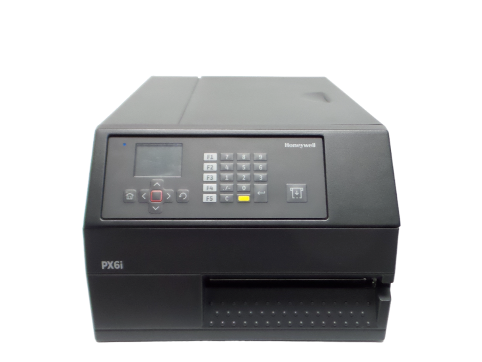 Black desktop printer/copier with control panel and paper output tray