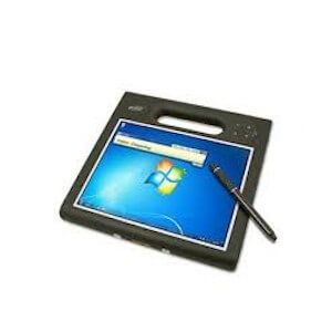 Windows tablet PC with stylus on a white background