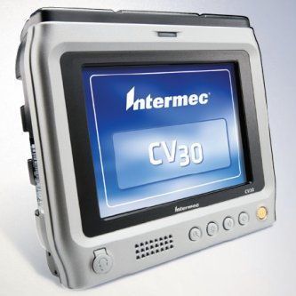 Intermec CV30 rugged touchscreen computer with blue display and silver casing