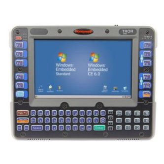 Rugged THOR panel PC showing Windows Embedded desktop with built-in keyboard and side function keys