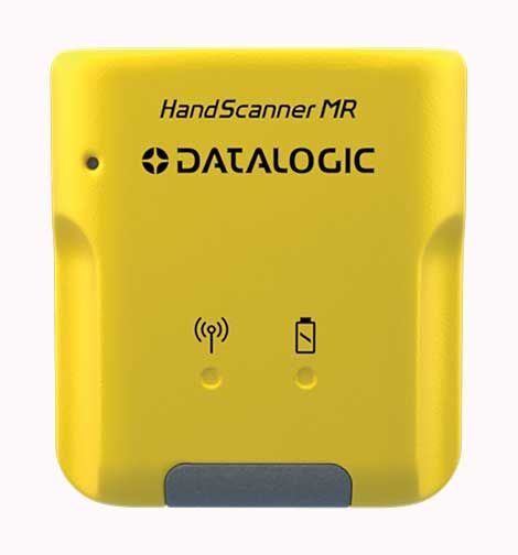 Yellow Datalogic HandScanner MR device with wireless and battery indicator lights