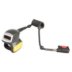 Helmet-mounted welding mask with yellow lens and attached coiled remote cable
