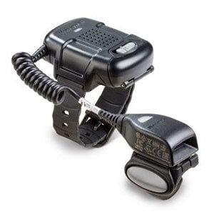 Black wearable electronic device with coiled cable and clip-on attachment