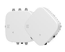 Two white square wireless network access points with rounded corners, shown front and angled views.