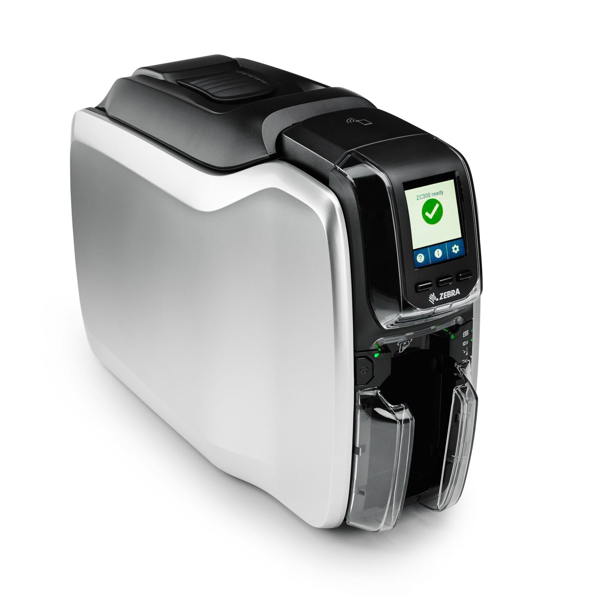 Compact black-and-silver portable device with a small screen and keypad on a white background