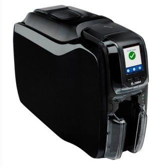 Black electronic machine with a touchscreen and a transparent front compartment, shown on a white background