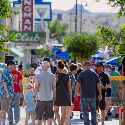 Street scene with crowd,