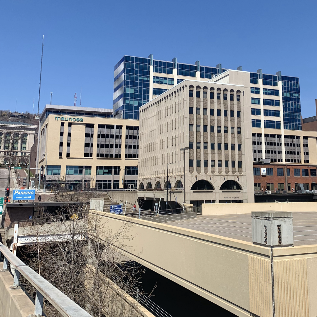 View of Force on Fifth Avenue from the parking ramp across the street.