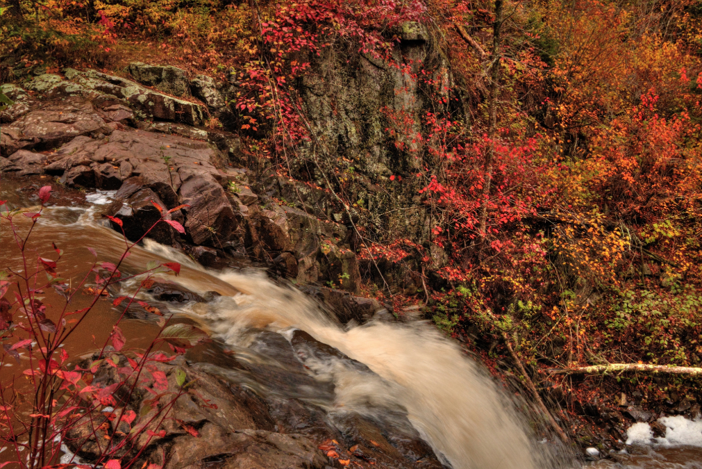 Waterfall with fall colors
