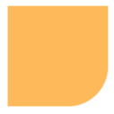 Orange rounded-corner geometric shape on a white background