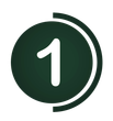 White number 1 inside a black circle with a partial white ring around it