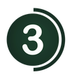White number 3 inside a dark green circle with a partial outer ring indicator