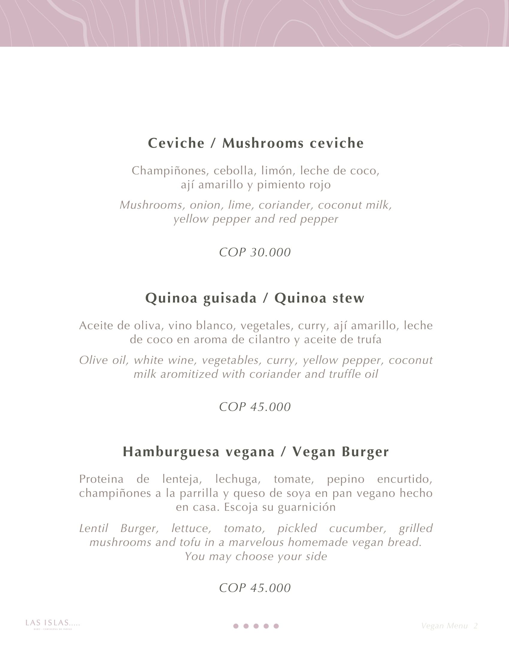 Menú vegano