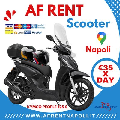 Rent Scooter Naples . Reliable high-wheel design for tourists, available at Central Station with free digital map.AF Rental