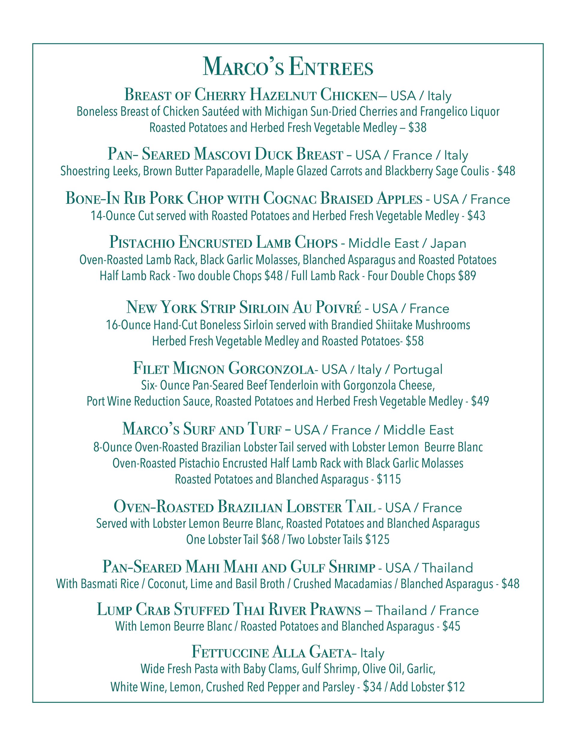 A menu for a restaurant with a lot of text on it.
