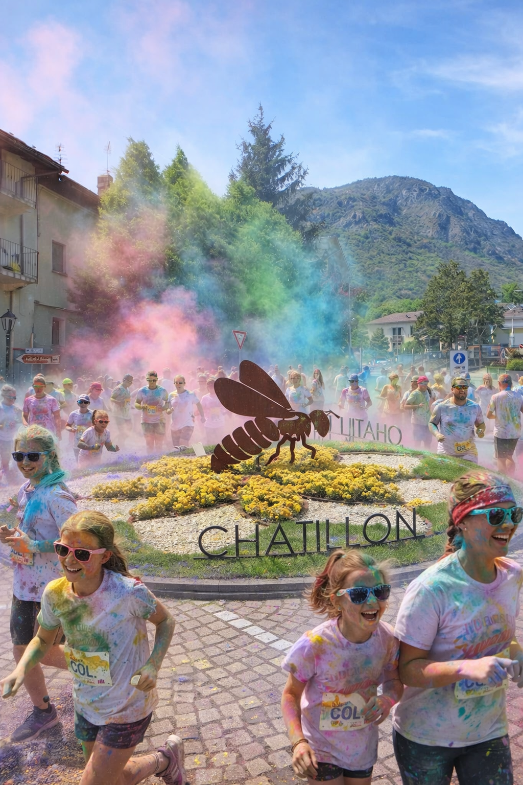 Image générée par intelligence artificielle représentant le rond-point du Miel de Châtillon