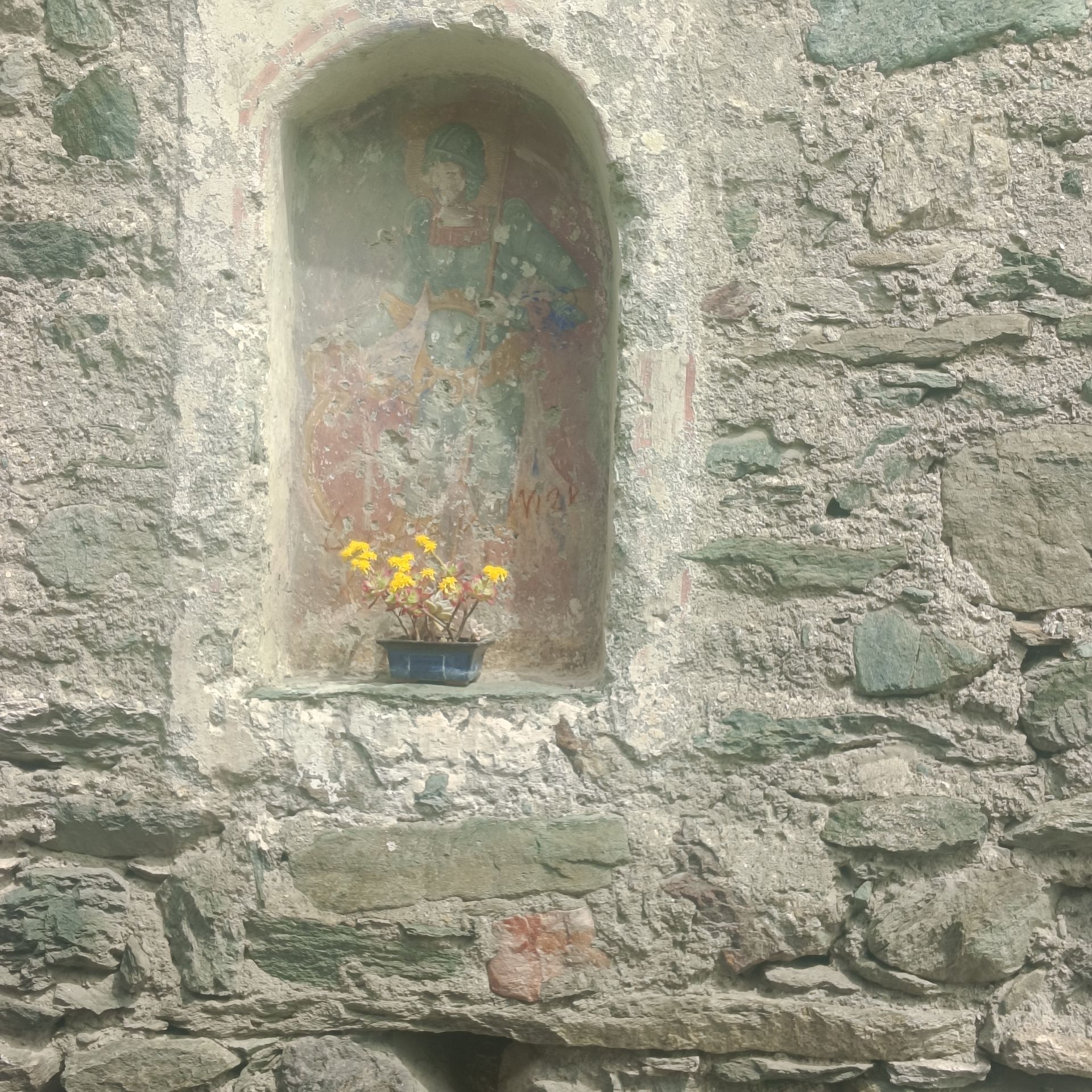 Detail of a 15th-century fresco in Moron, Saint-Vincent, Aosta Valley