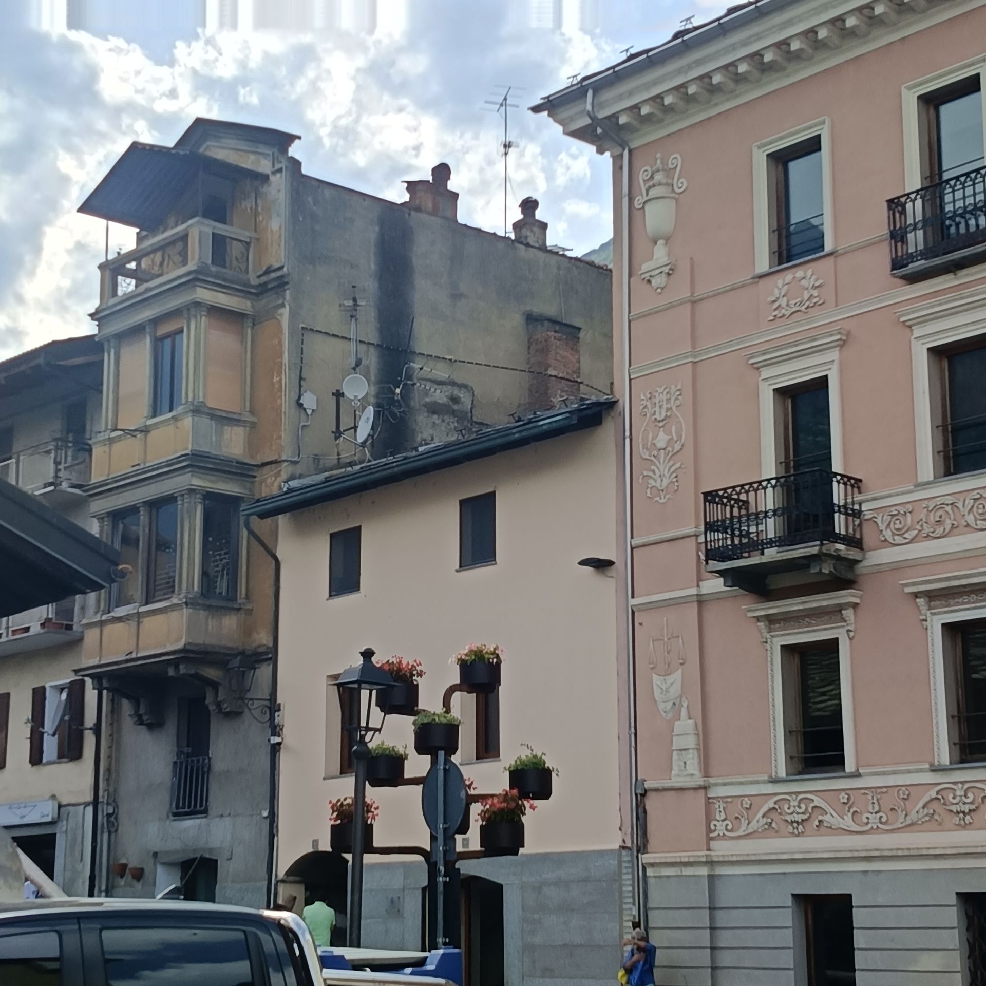 Traditional streets and Alpine architecture in Châtillon, Italy