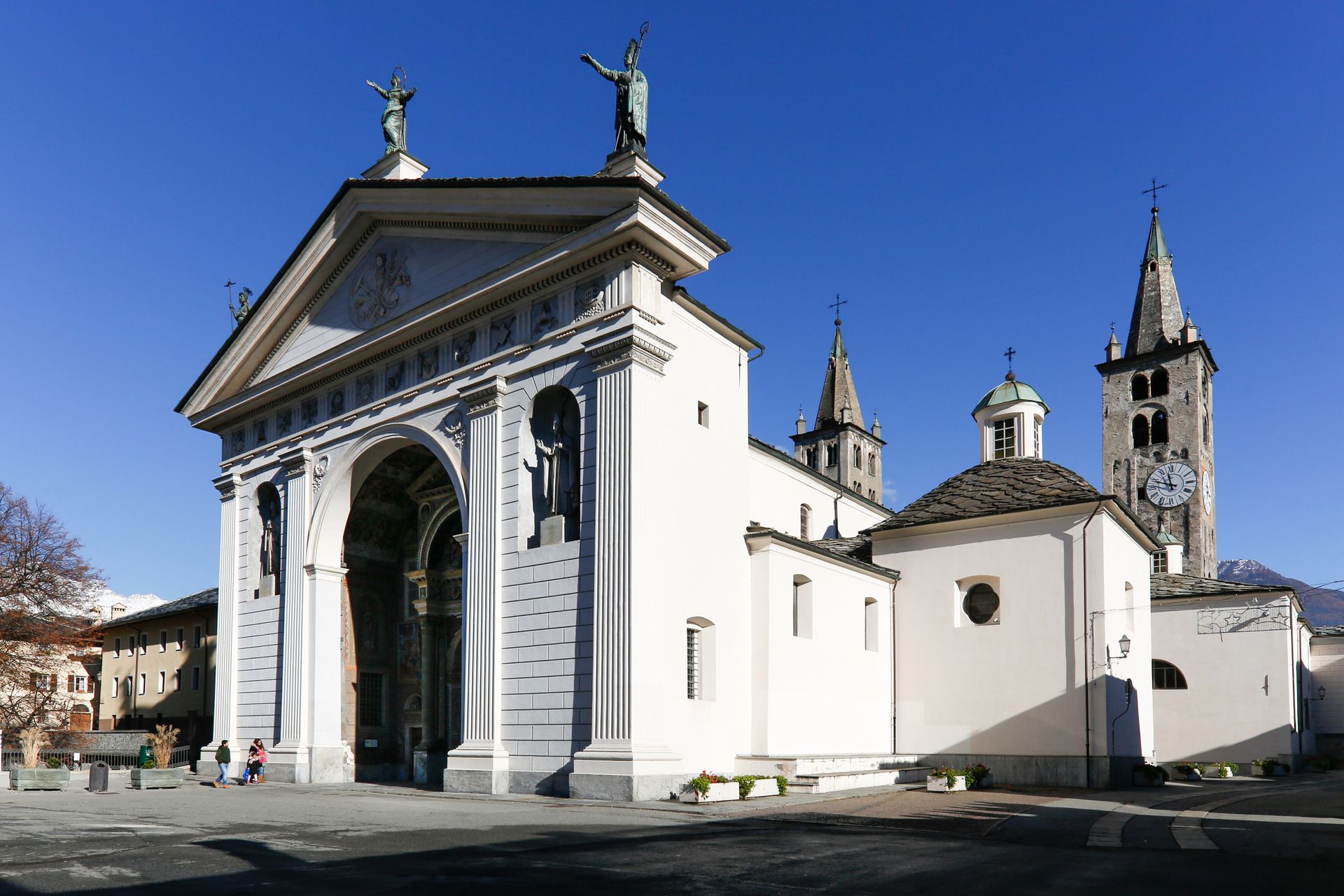 Cathedral of Aosta in the historic centre of the Aosta Valley, Italy