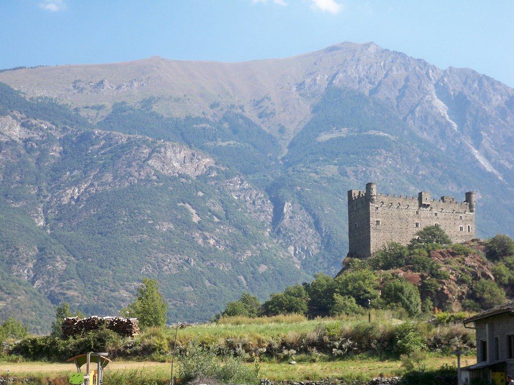 Castello di Ussel overlooking the valley, Aosta Valley